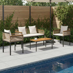 Juego de muebles de exterior 4 pcs Negro ratán sintético