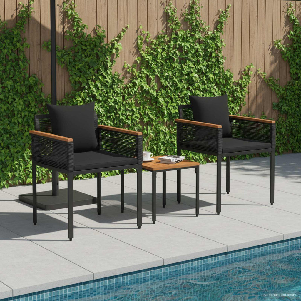 Juego de muebles de exterior 4 pcs Negro ratán sintético