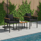 Juego de muebles de exterior 4 pcs Negro ratán sintético