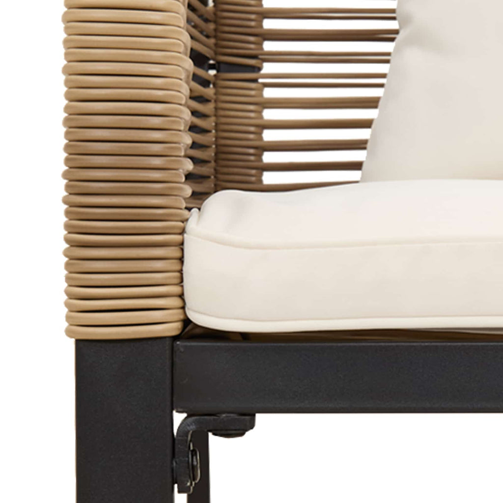 Banco de exterior con cojín Beige y crema 117 x 54 x 74.5 cm