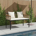 Banco de exterior con cojín Beige y crema 117 x 54 x 74.5 cm