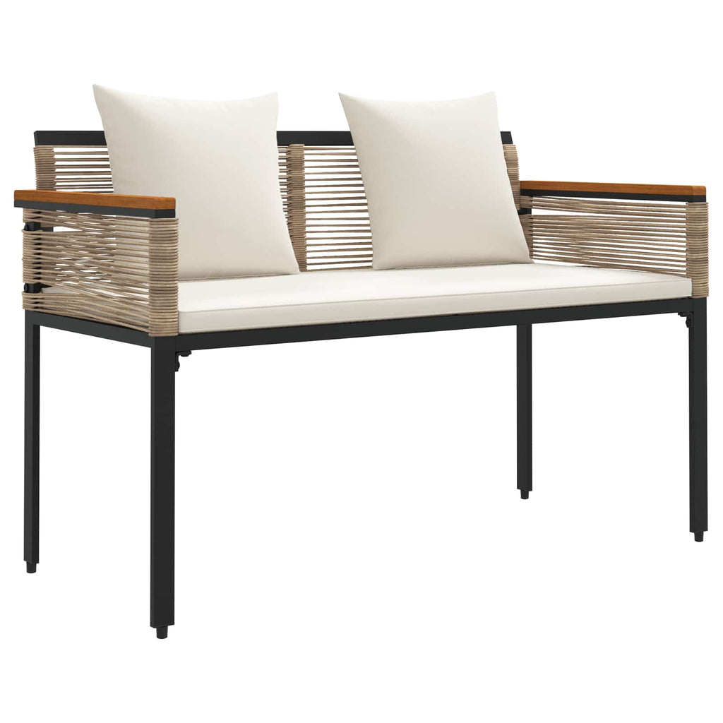 Banco de exterior con cojín Beige y crema 117 x 54 x 74.5 cm
