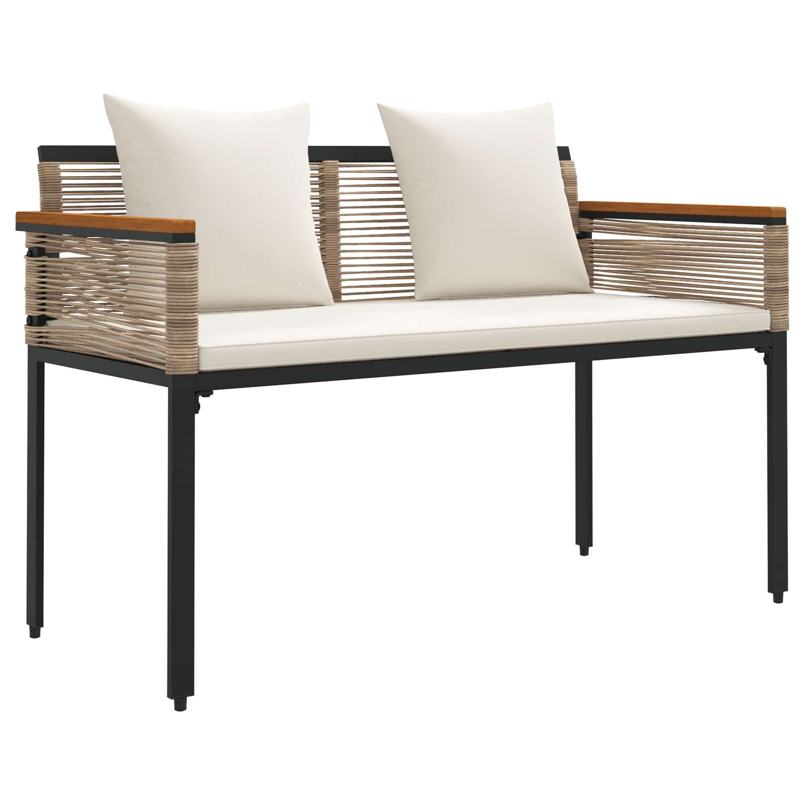 Banco de exterior con cojín Beige y crema 117 x 54 x 74.5 cm