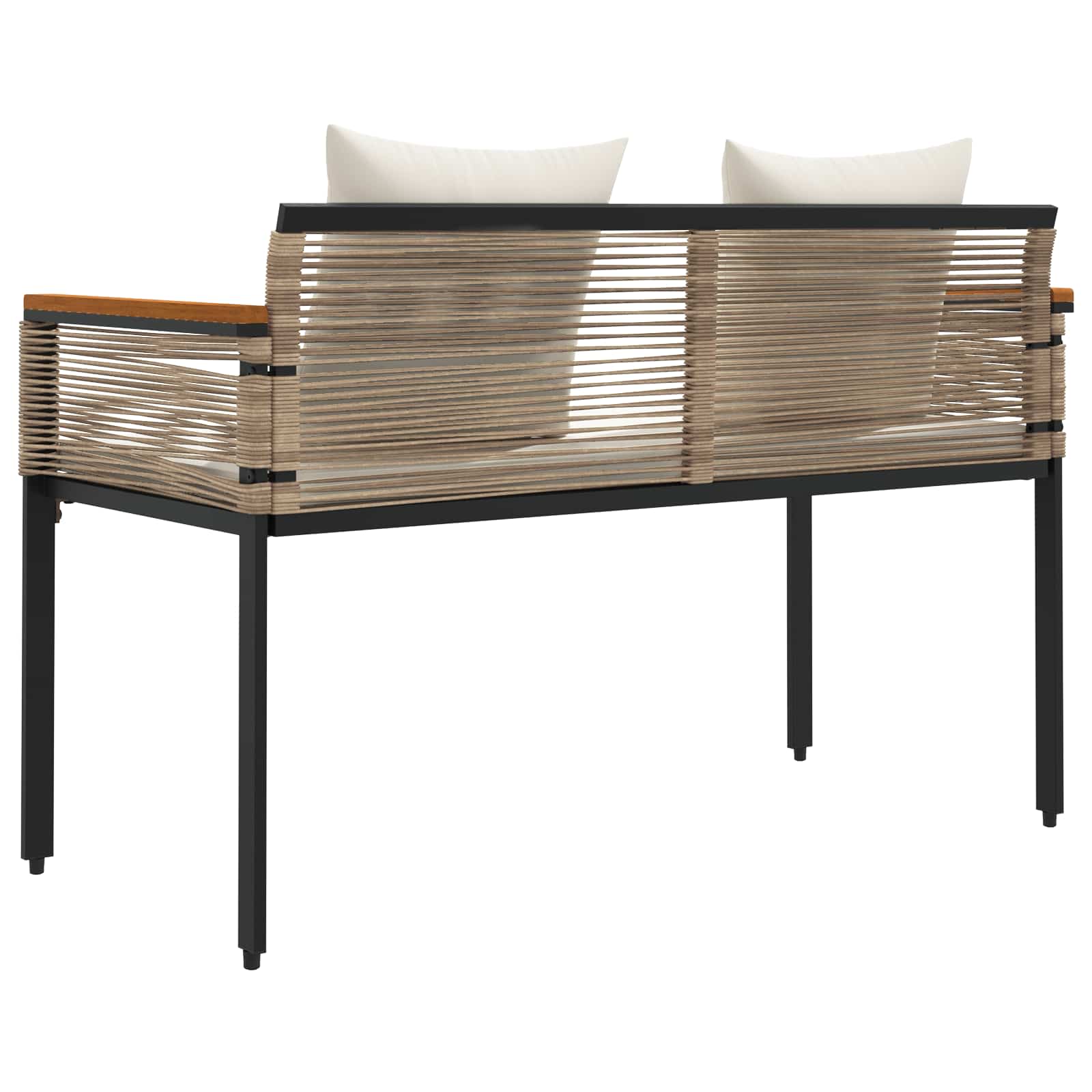 Banco de exterior con cojín Beige y crema 117 x 54 x 74.5 cm