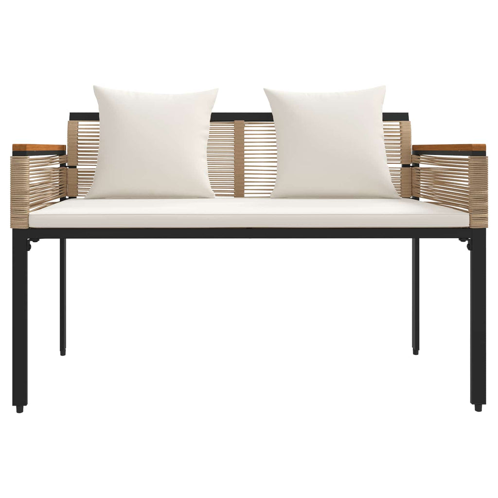 Banco de exterior con cojín Beige y crema 117 x 54 x 74.5 cm