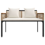 Banco de exterior con cojín Beige y crema 117 x 54 x 74.5 cm