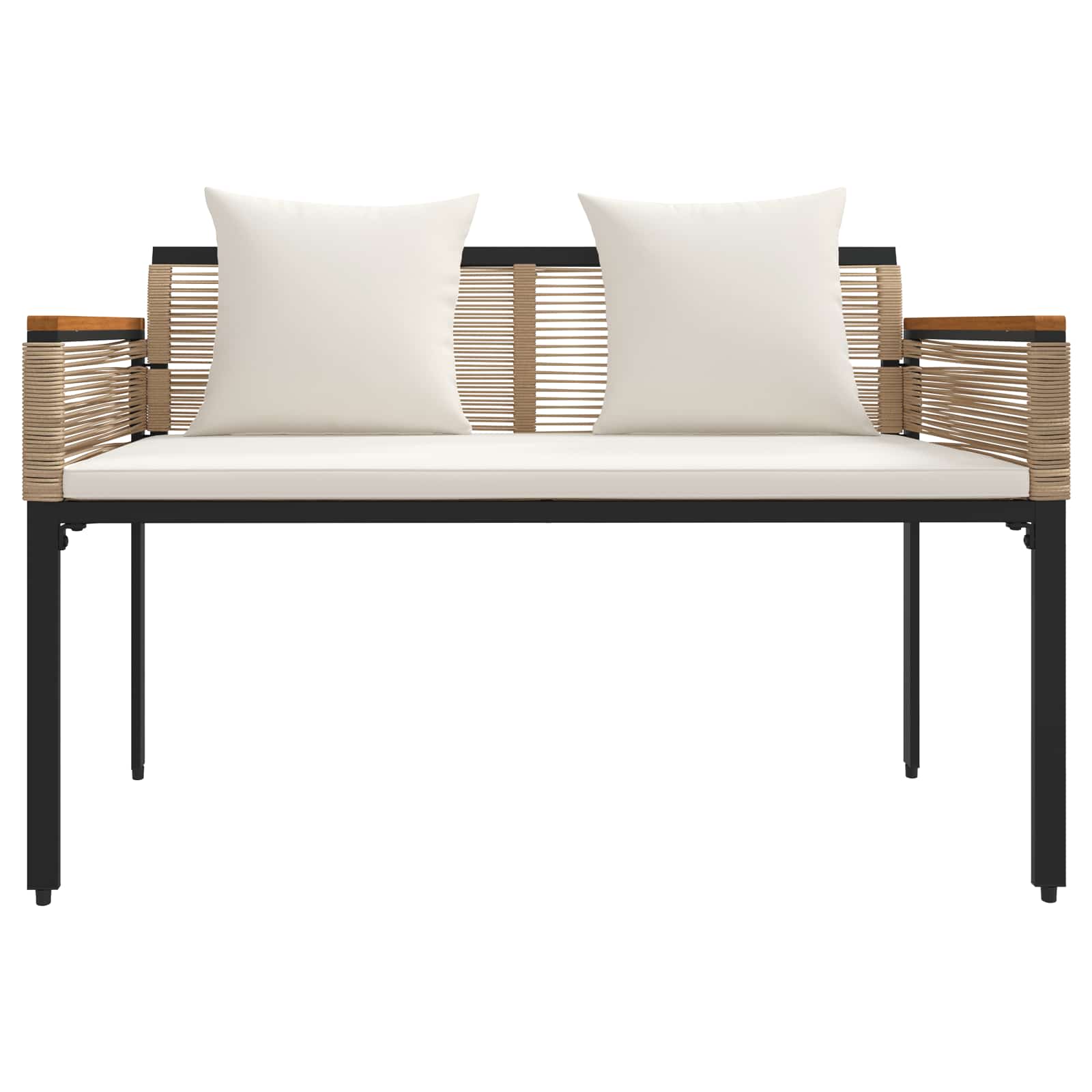 Banco de exterior con cojín Beige y crema 117 x 54 x 74.5 cm