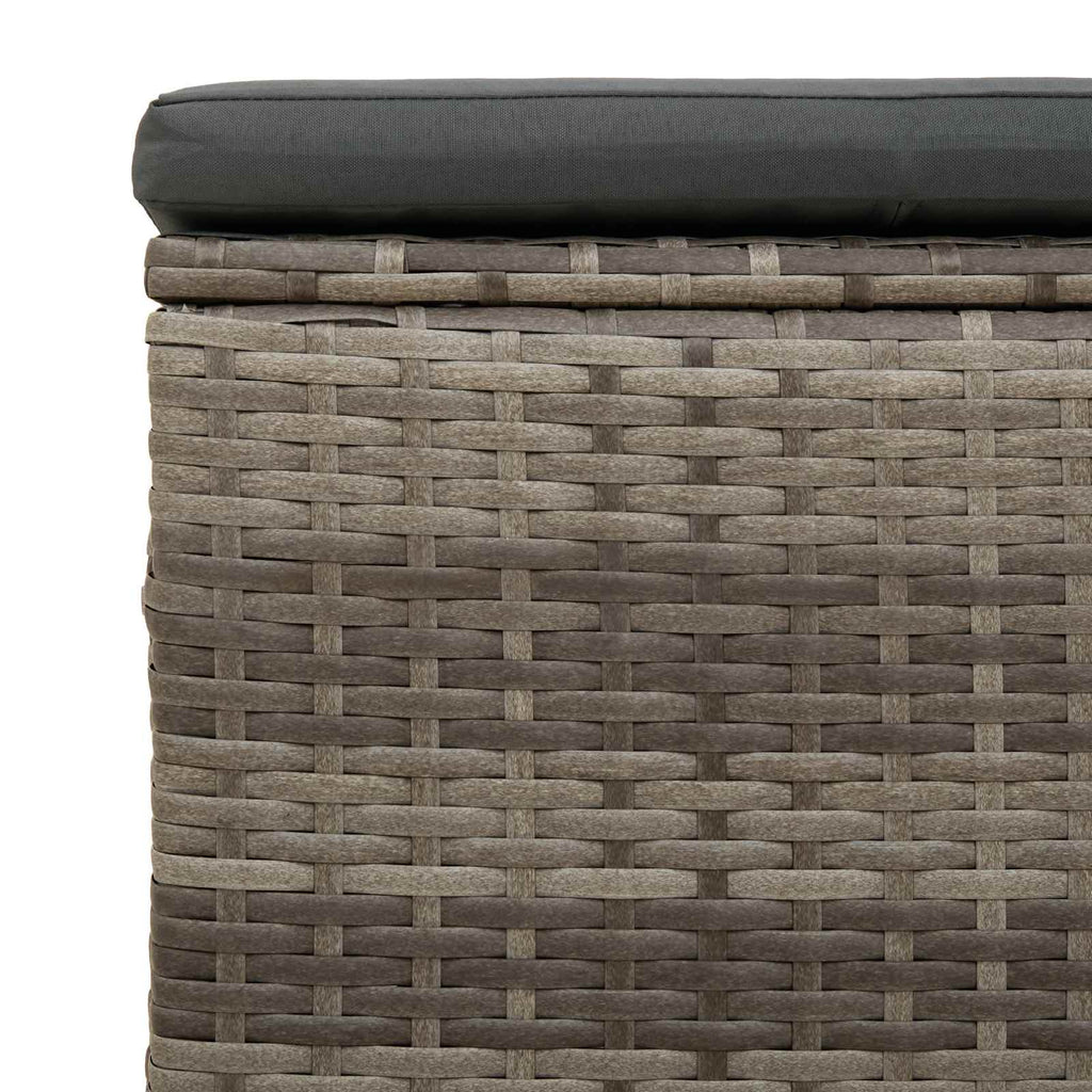 Puf de Jardín con Cojín 2 pcs Gris ratán sintético