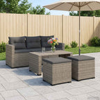 Puf de Jardín con Cojín 2 pcs Gris ratán sintético