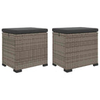 Puf de Jardín con Cojín 2 pcs Gris ratán sintético