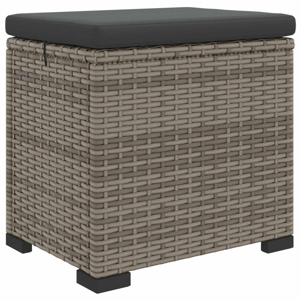 Puf de Jardín con Cojín 2 pcs Gris ratán sintético