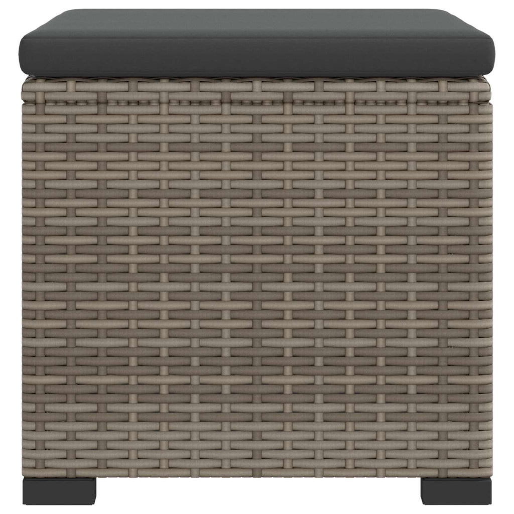 Puf de Jardín con Cojín 2 pcs Gris ratán sintético
