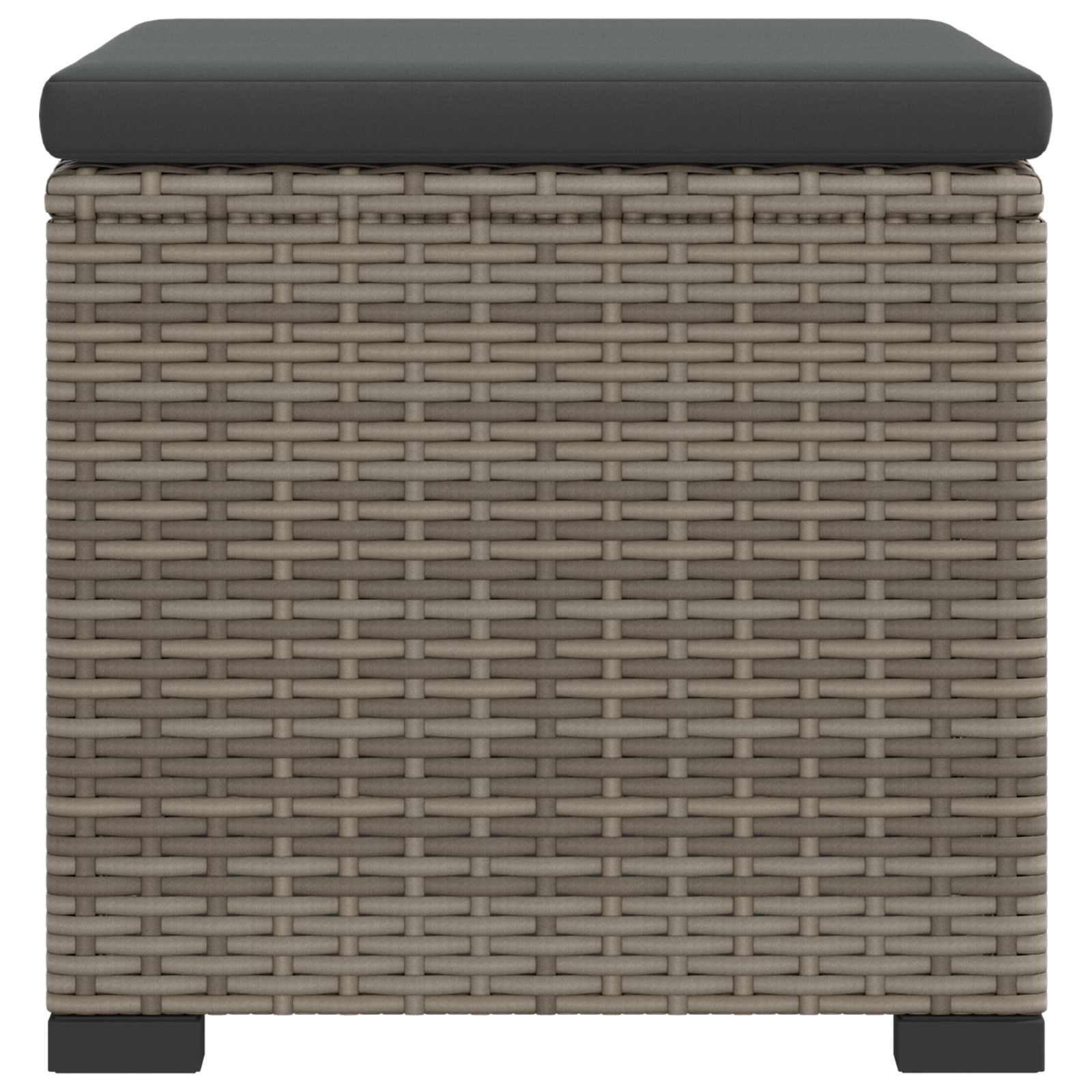 Puf de Jardín con Cojín 2 pcs Gris ratán sintético