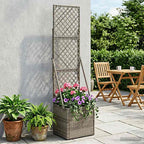 Garden Planter with Trellis Grey 35 x 30 x 135 cm