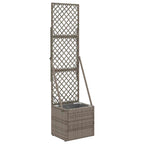 Garden Planter with Trellis Grey 35 x 30 x 135 cm