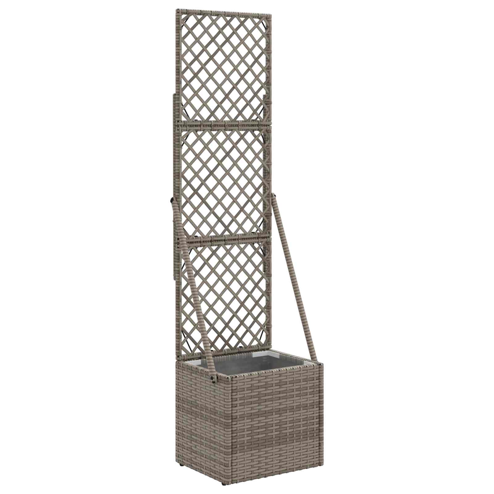 Garden Planter with Trellis Grey 35 x 30 x 135 cm