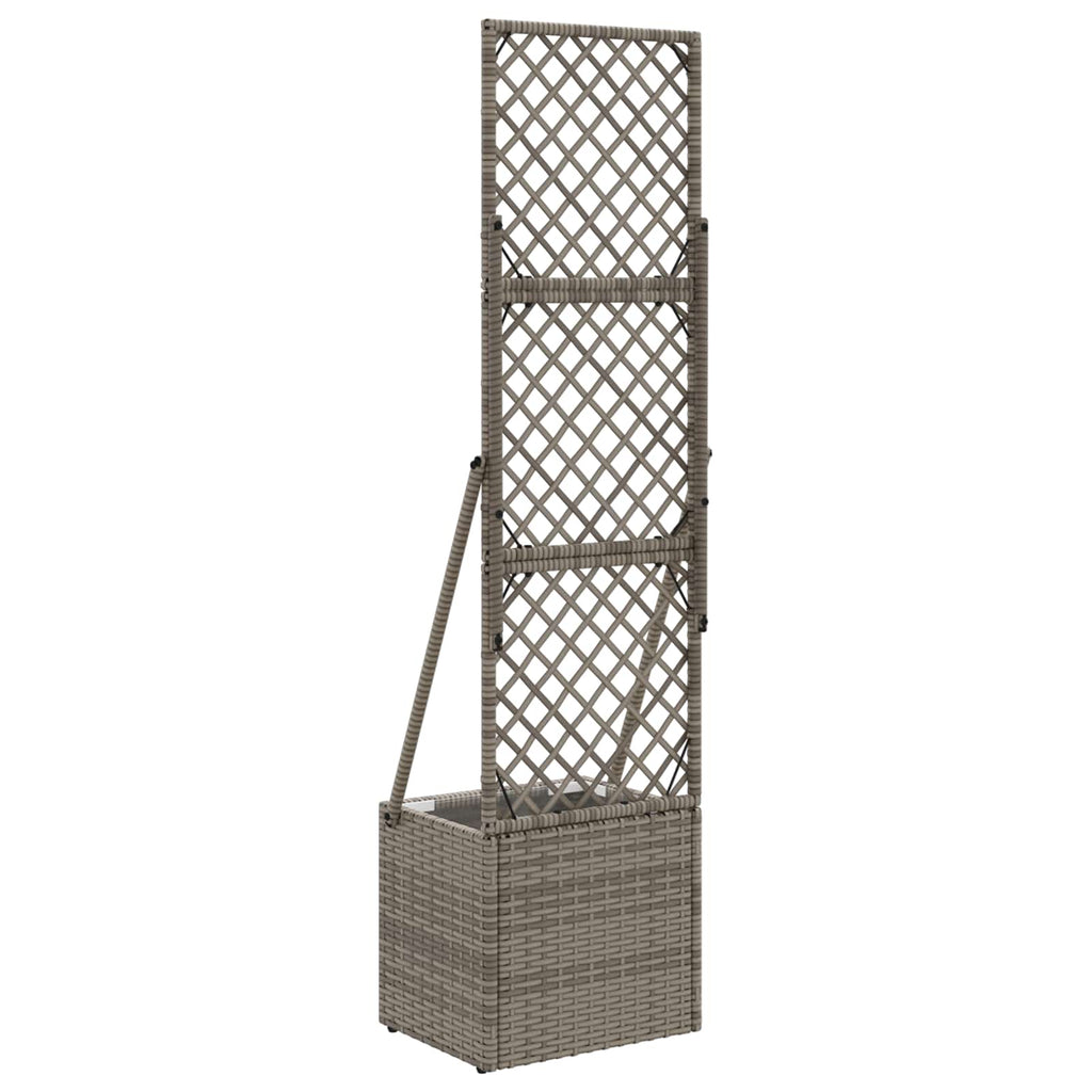 Garden Planter with Trellis Grey 35 x 30 x 135 cm