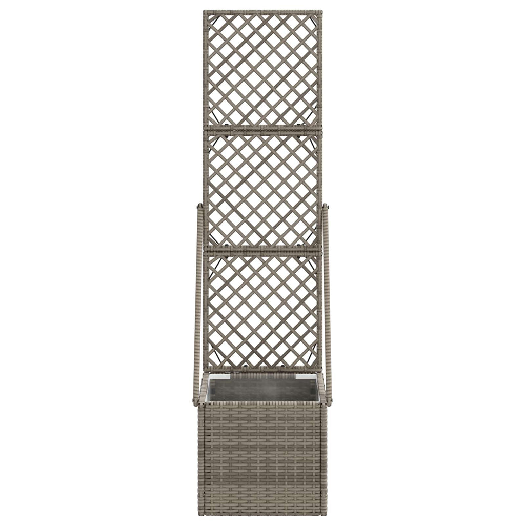 Garden Planter with Trellis Grey 35 x 30 x 135 cm