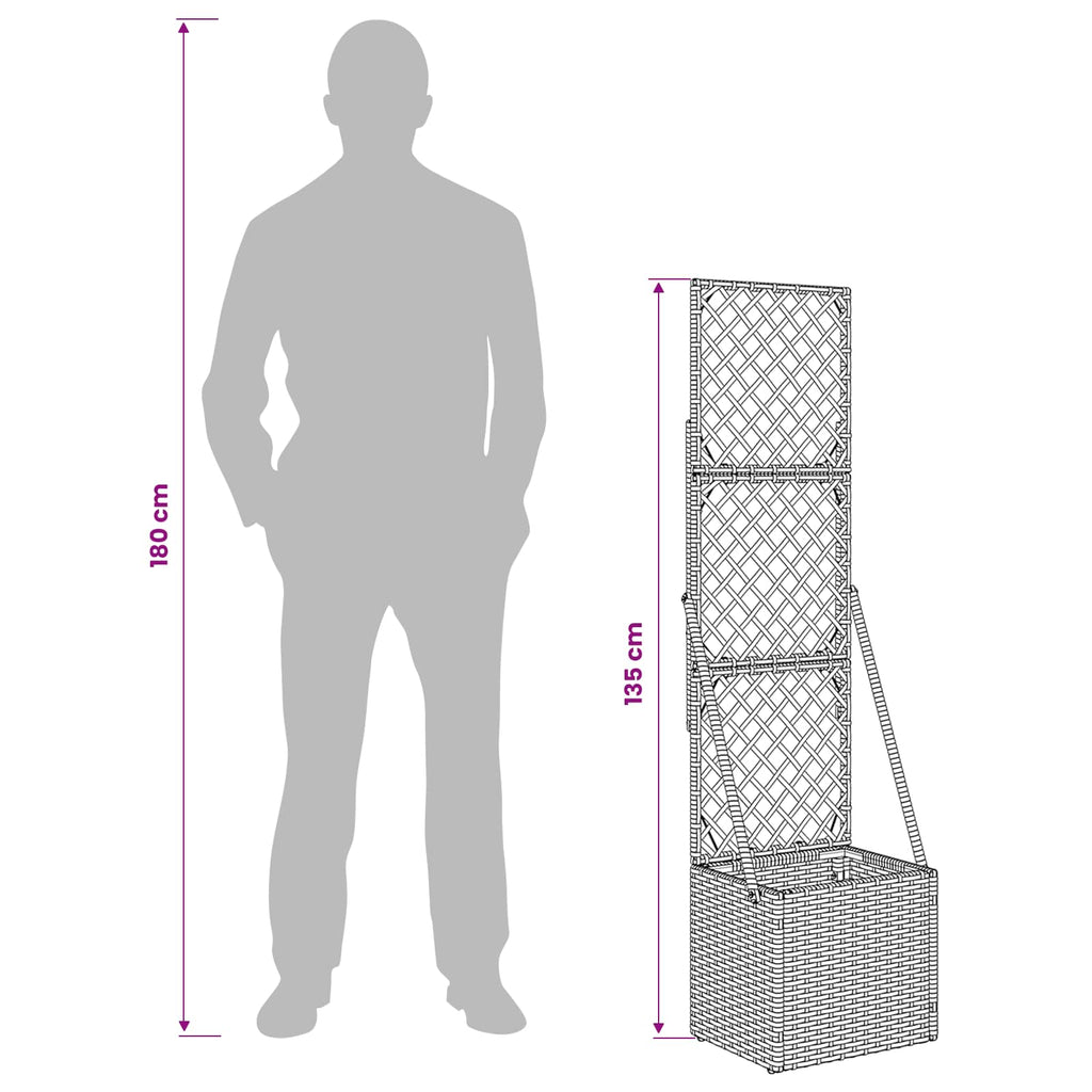 Garden Planter with Trellis Grey 35 x 30 x 135 cm