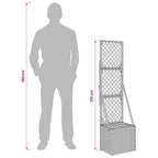 Garden Planter with Trellis Grey 35 x 30 x 135 cm