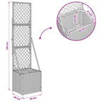 Garden Planter with Trellis Grey 35 x 30 x 135 cm
