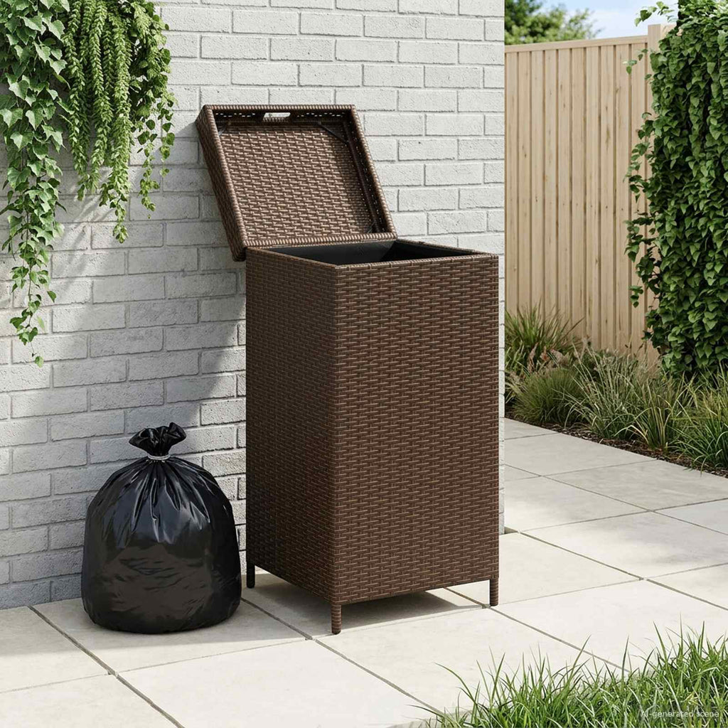 Cesta de Basura Exterior Marrón 40 x 40 x 80 cm ratán sintético
