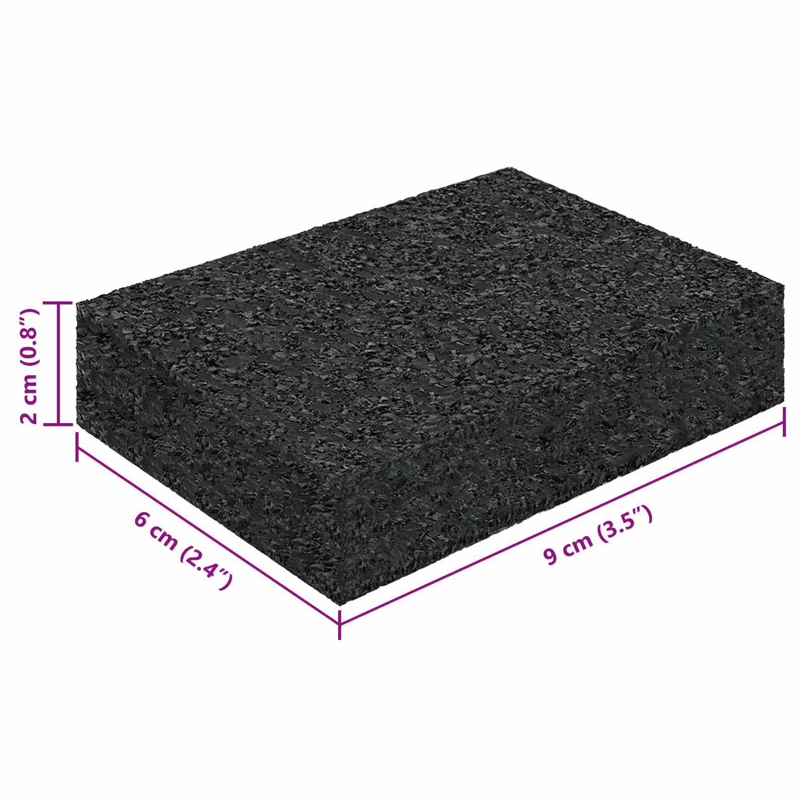 Patio de gránulo de goma 25 pcs Negro 9 x 6 x 2 cm Goma