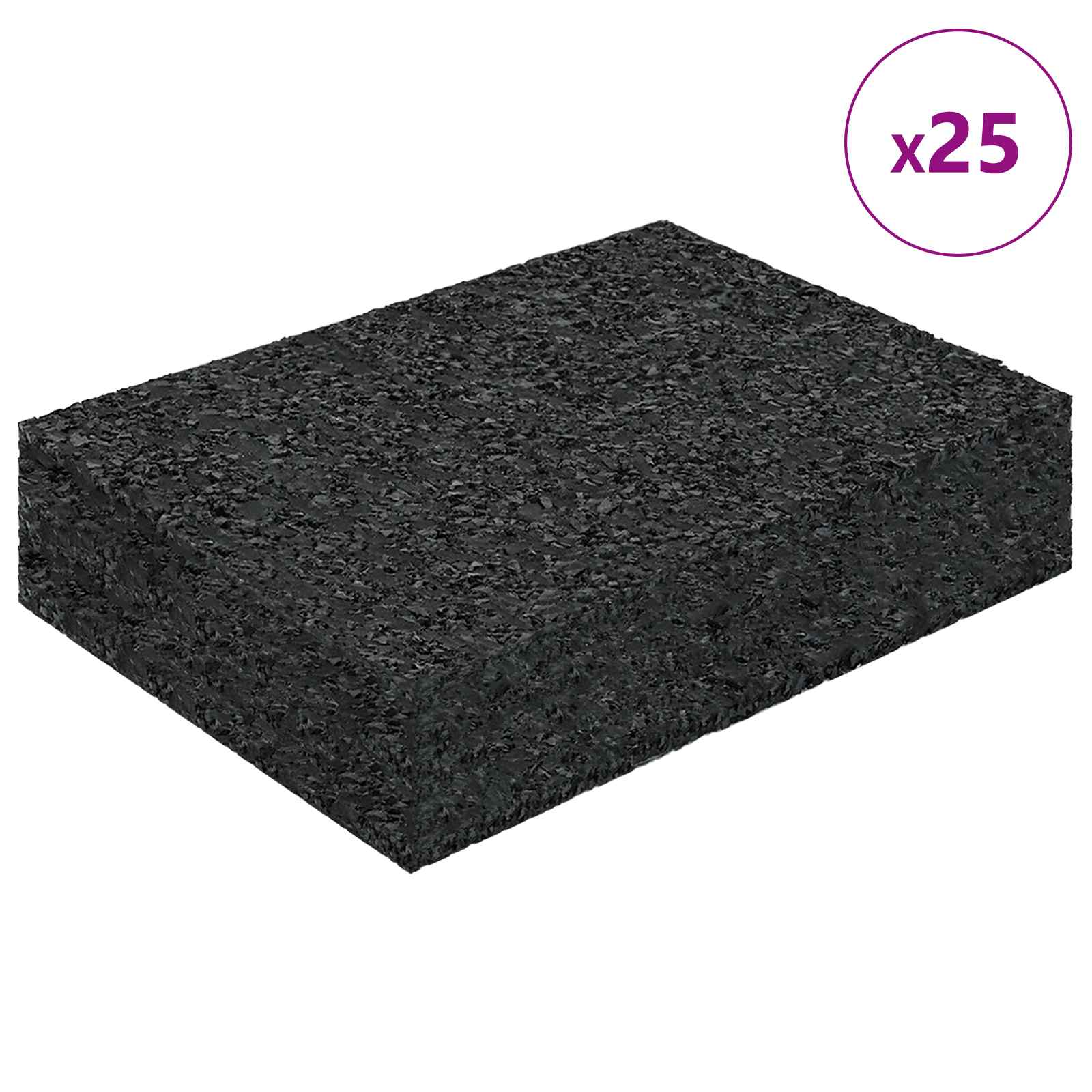 Patio de gránulo de goma 25 pcs Negro 9 x 6 x 2 cm Goma