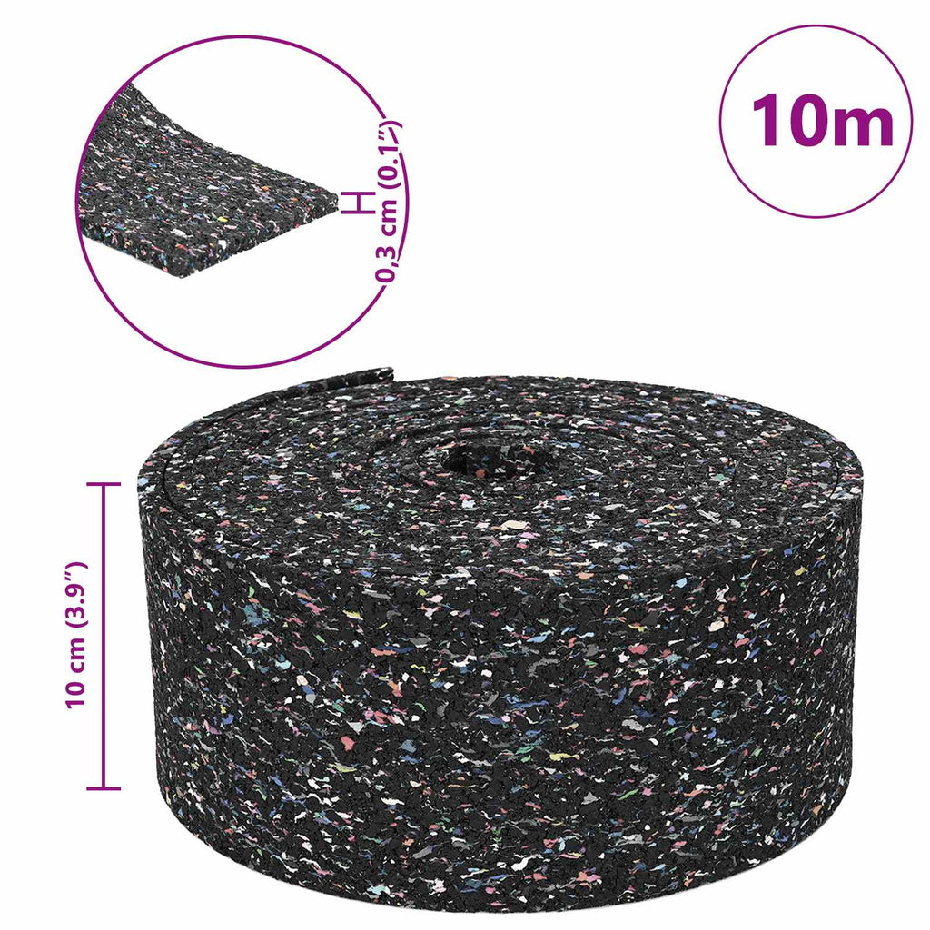 Rollo de gránulos de caucho Negro 1000 x 10 x 0,3 cm Goma