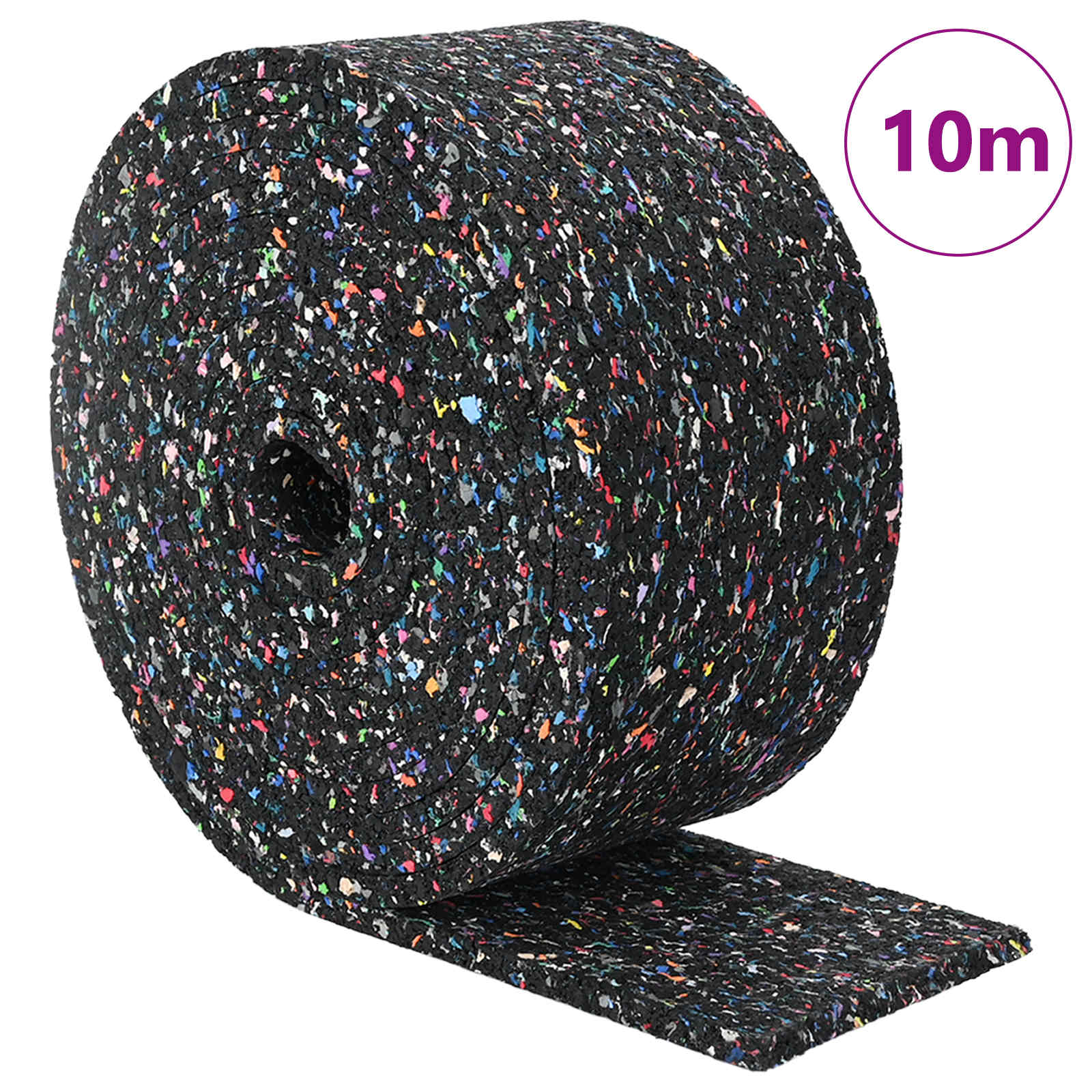 Rollo de gránulos de caucho Negro 1000 x 10 x 0,3 cm Goma