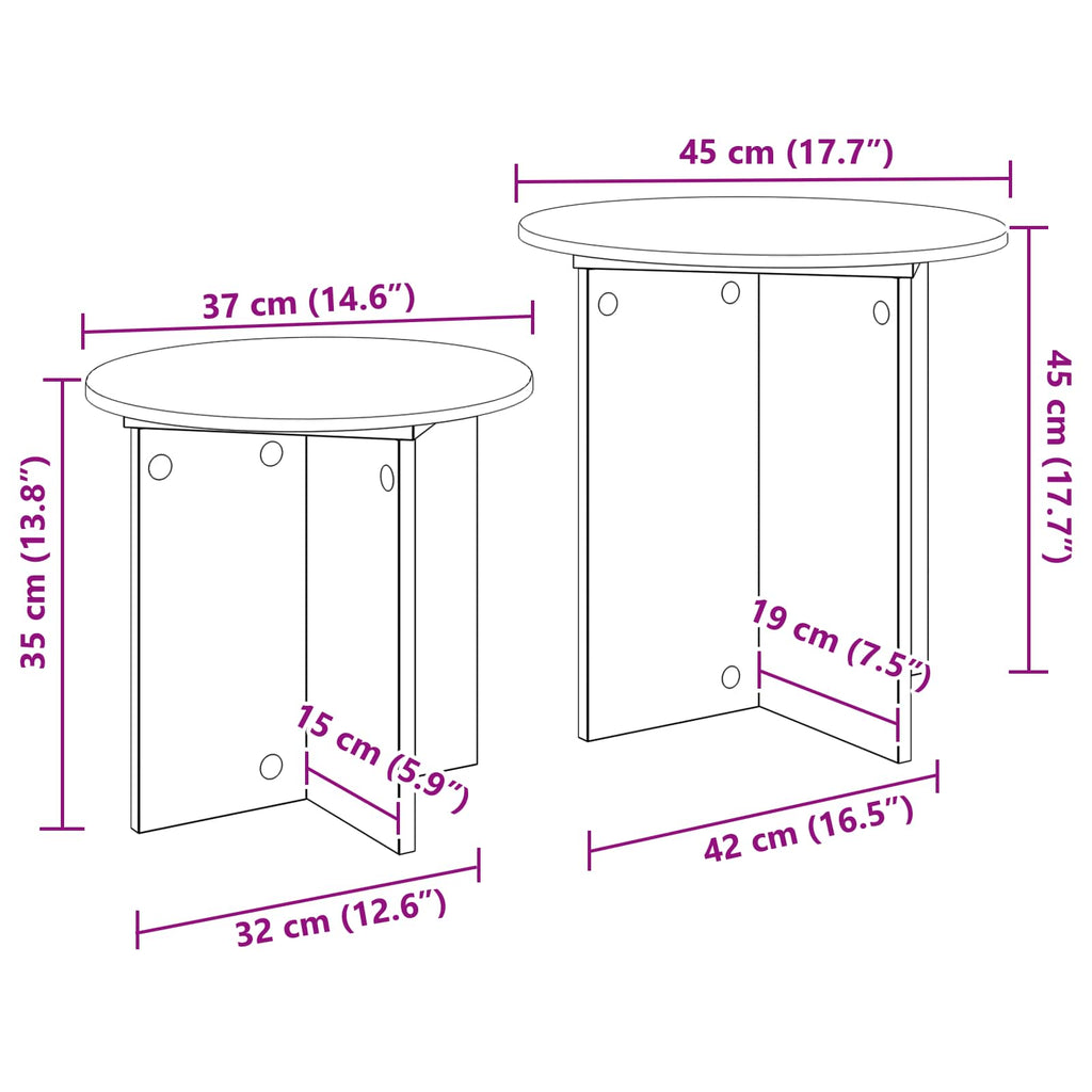 Conjunto de mesas auxiliares 2 pcs Gris Hormigón