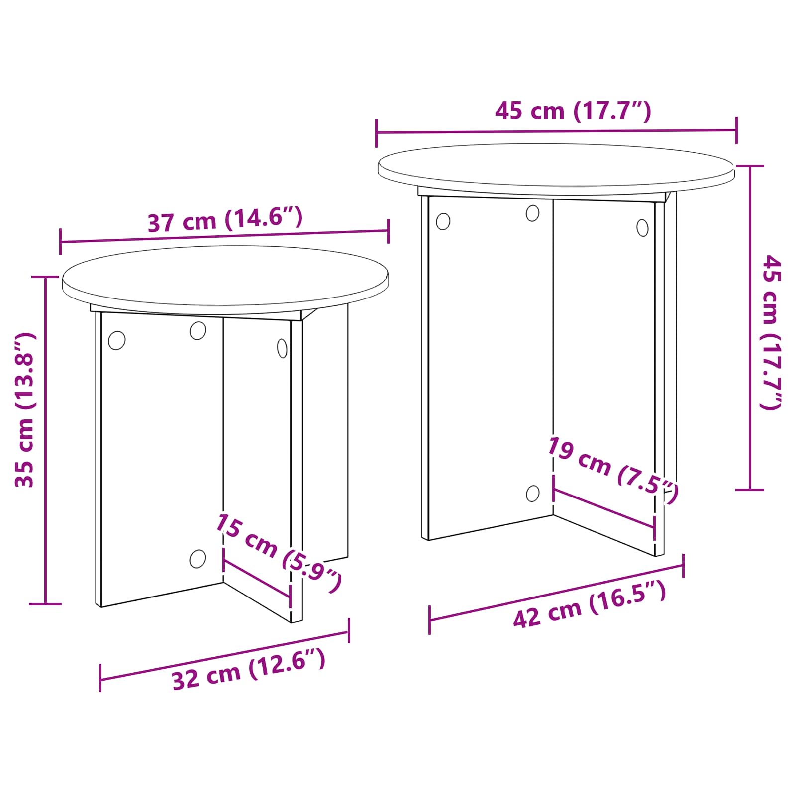 Conjunto de mesas auxiliares 2 pcs Gris Hormigón