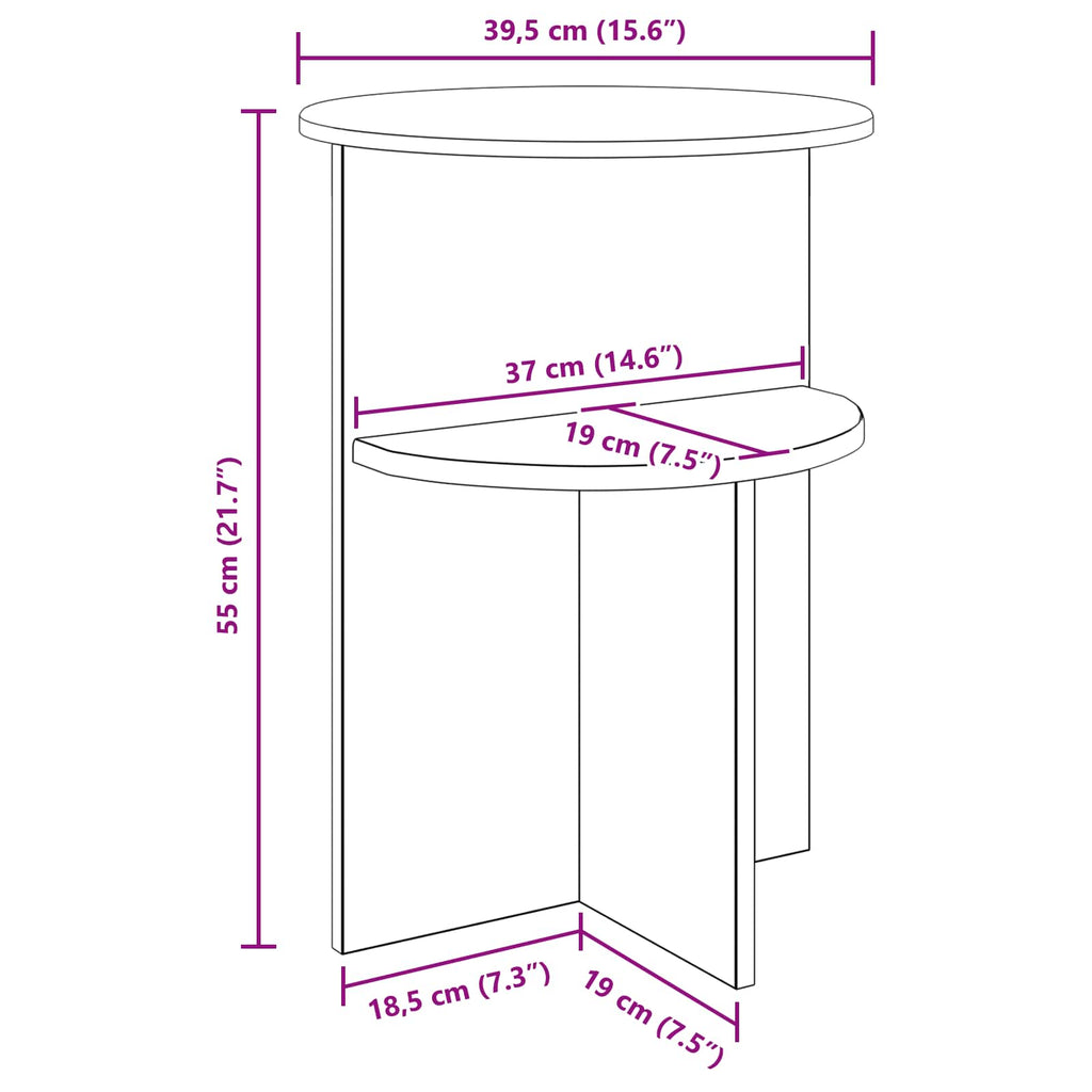 Mesa lateral Brillante Ø 39,5 x 55 cm Madera de Ingeniería