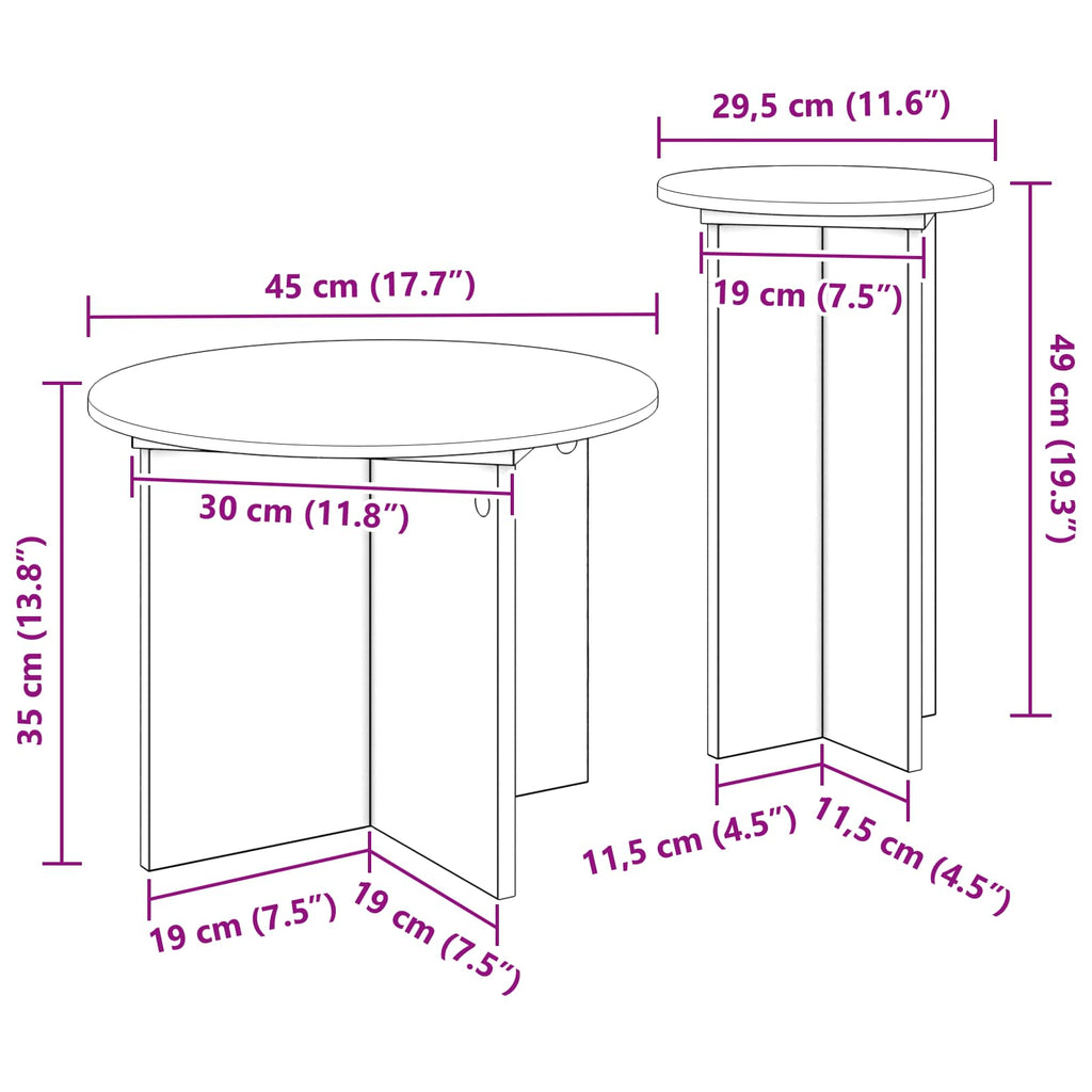 Conjunto de mesas auxiliares 2 pcs Gris Hormigón
