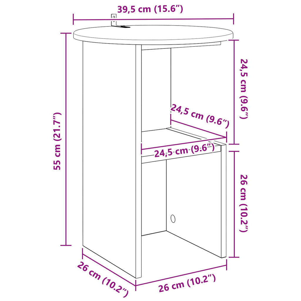 Mesa lateral Roble Artesanal Ø 39,5 x 55 cm