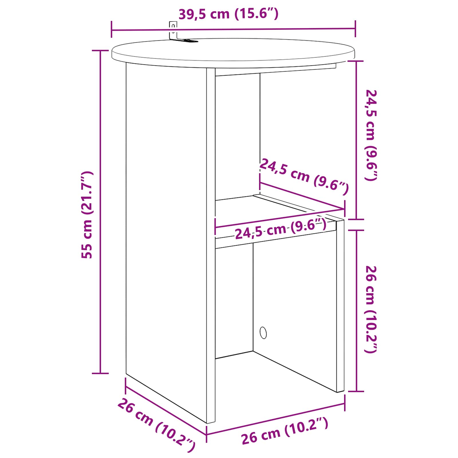Mesa lateral Roble Artesanal Ø 39,5 x 55 cm