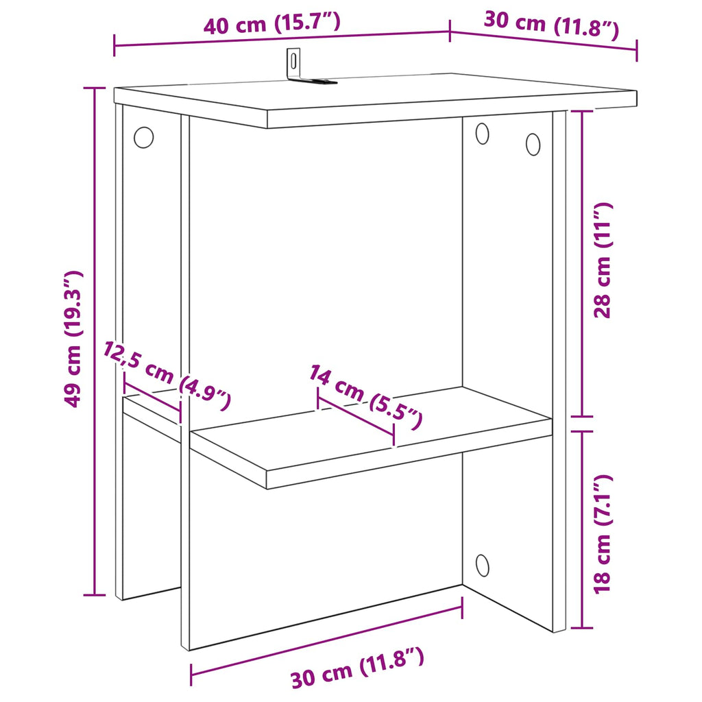 Mesa de Café Roble Negro 40 x 30 x 49 cm Madera de Ingeniería