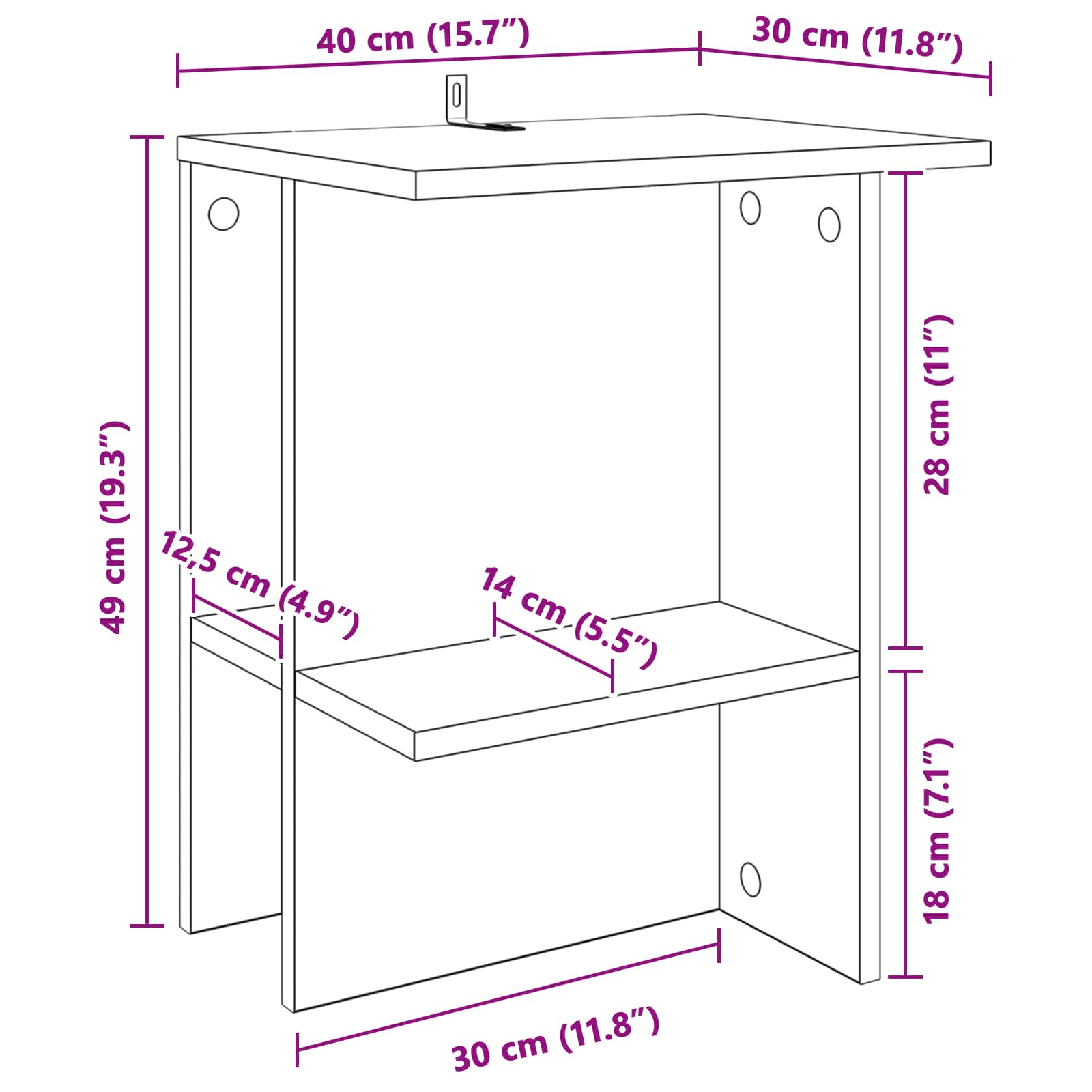 Mesa de Café Gris Hormigón 40 x 30 x 49 cm Madera de Ingeniería