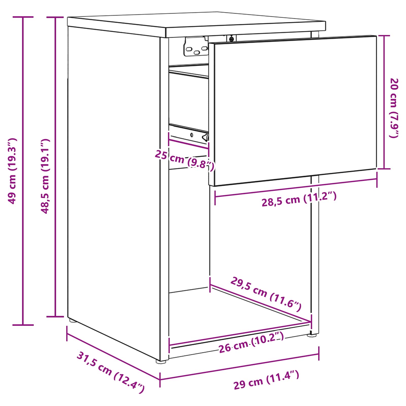 Mueble cama 2 pcs 29 x 31,5 x 49 cm Madera de Ingeniería