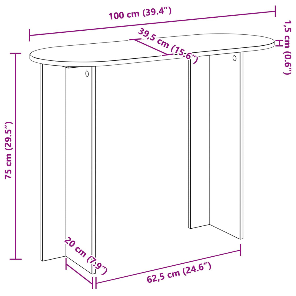 Mesa Consola 100 x 39,5 x 75 cm Madera de Ingeniería