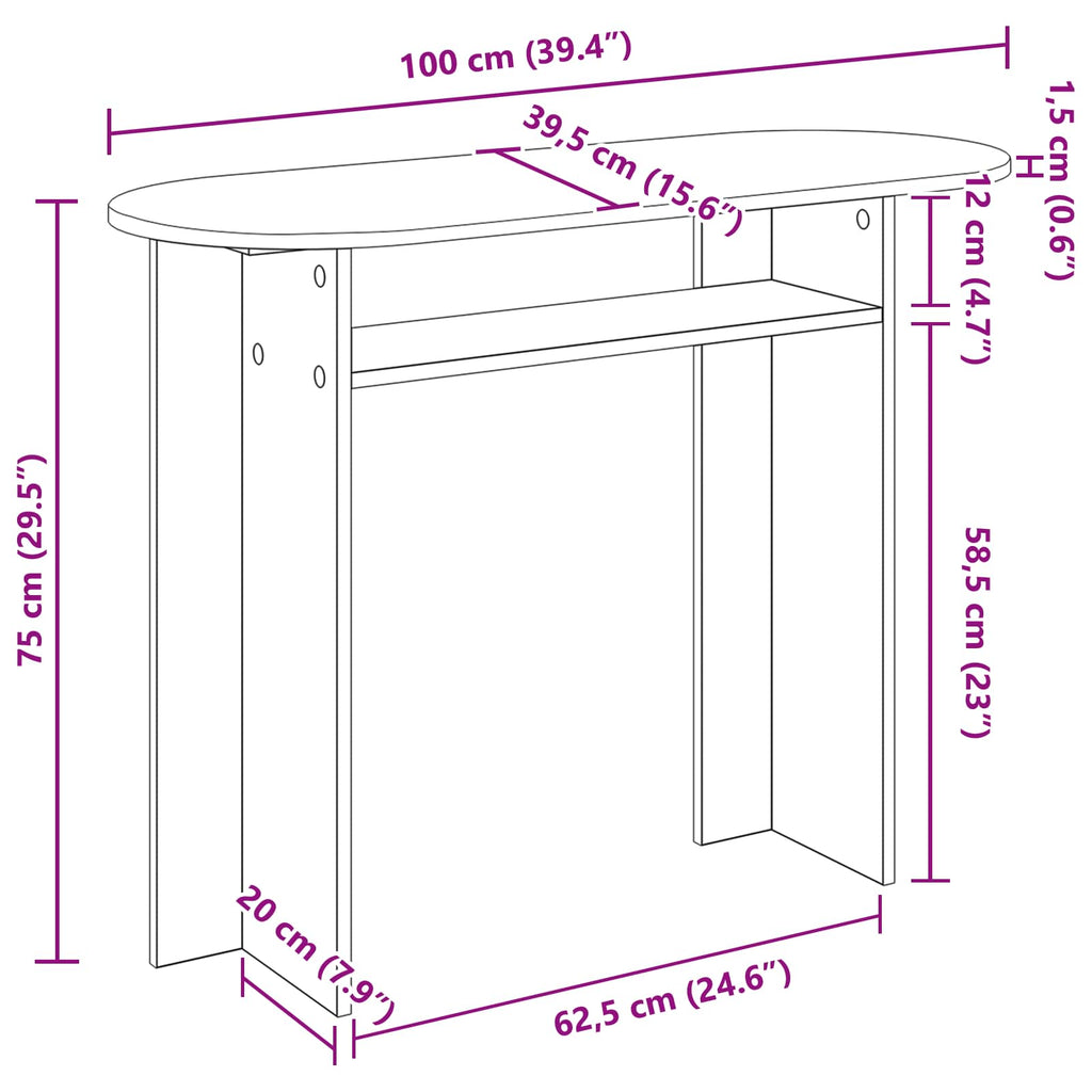 Mesa Consola 100 x 39,5 x 75 cm Madera de Ingeniería