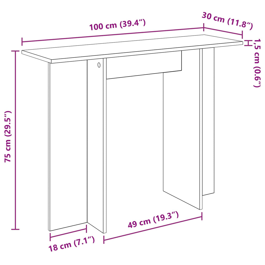 Mesa Consola Blanco 100 x 30 x 75 cm Madera de ingeniería