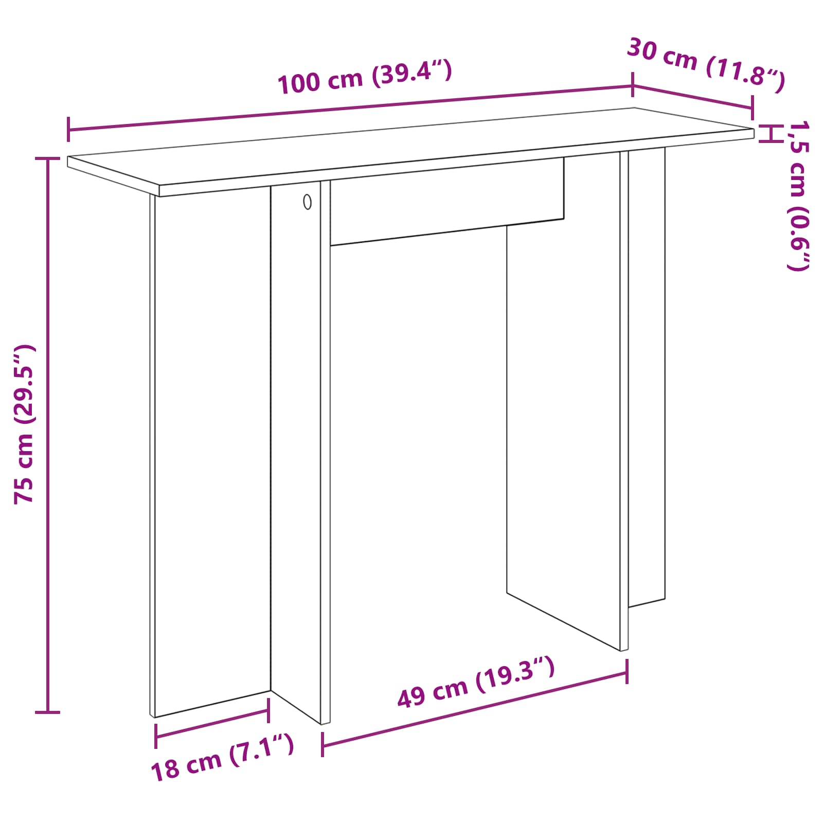 Mesa Consola Blanco 100 x 30 x 75 cm Madera de ingeniería