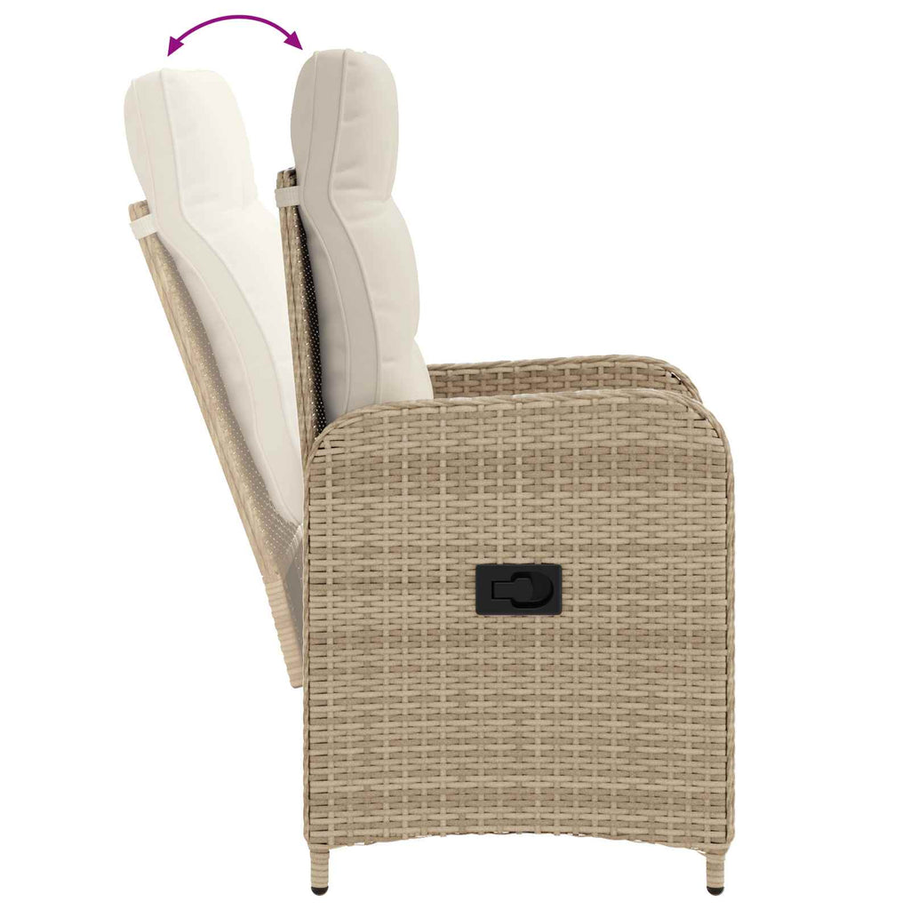 Silla de jardín reclinable Beige y blanco crema