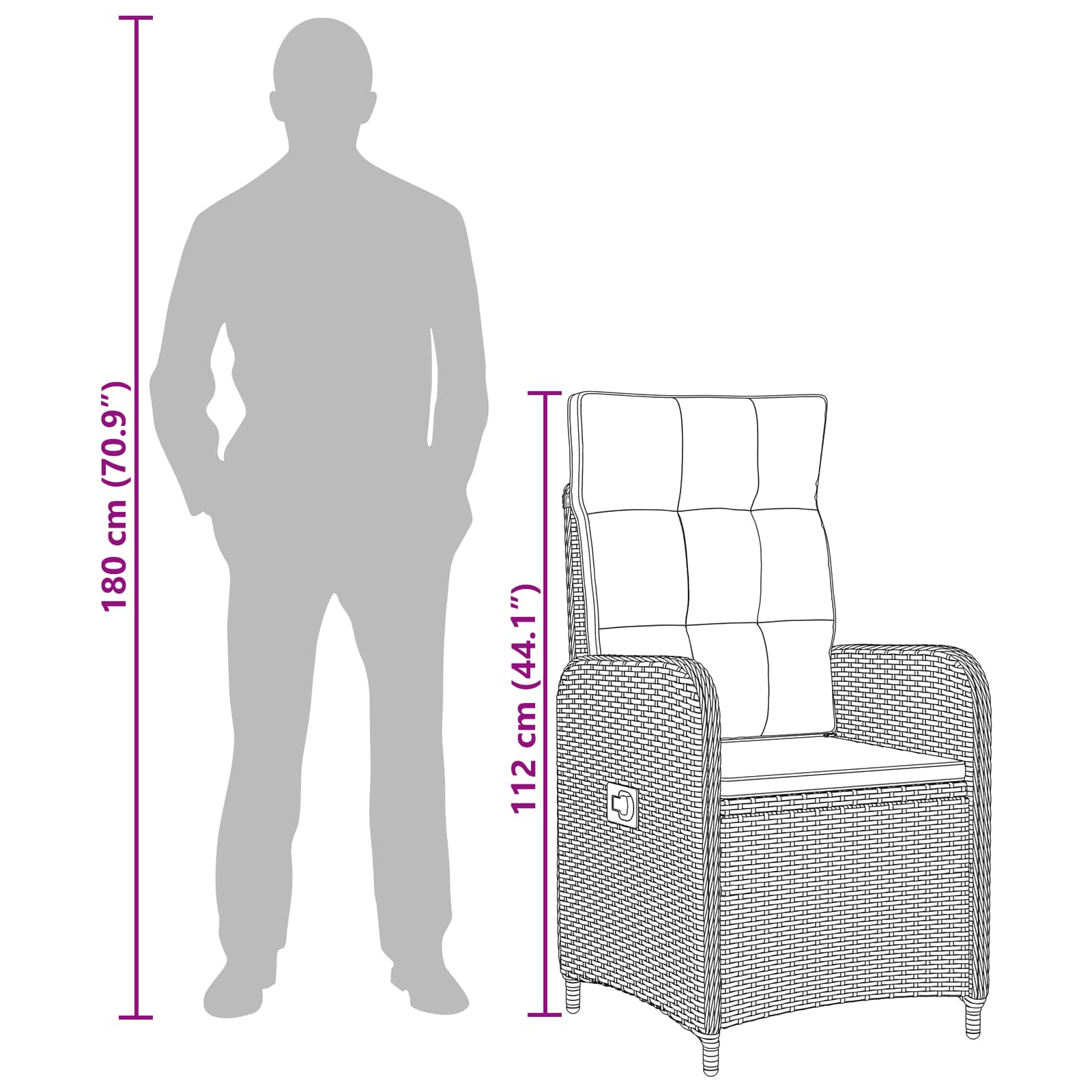 Silla de jardín reclinable Beige y blanco crema