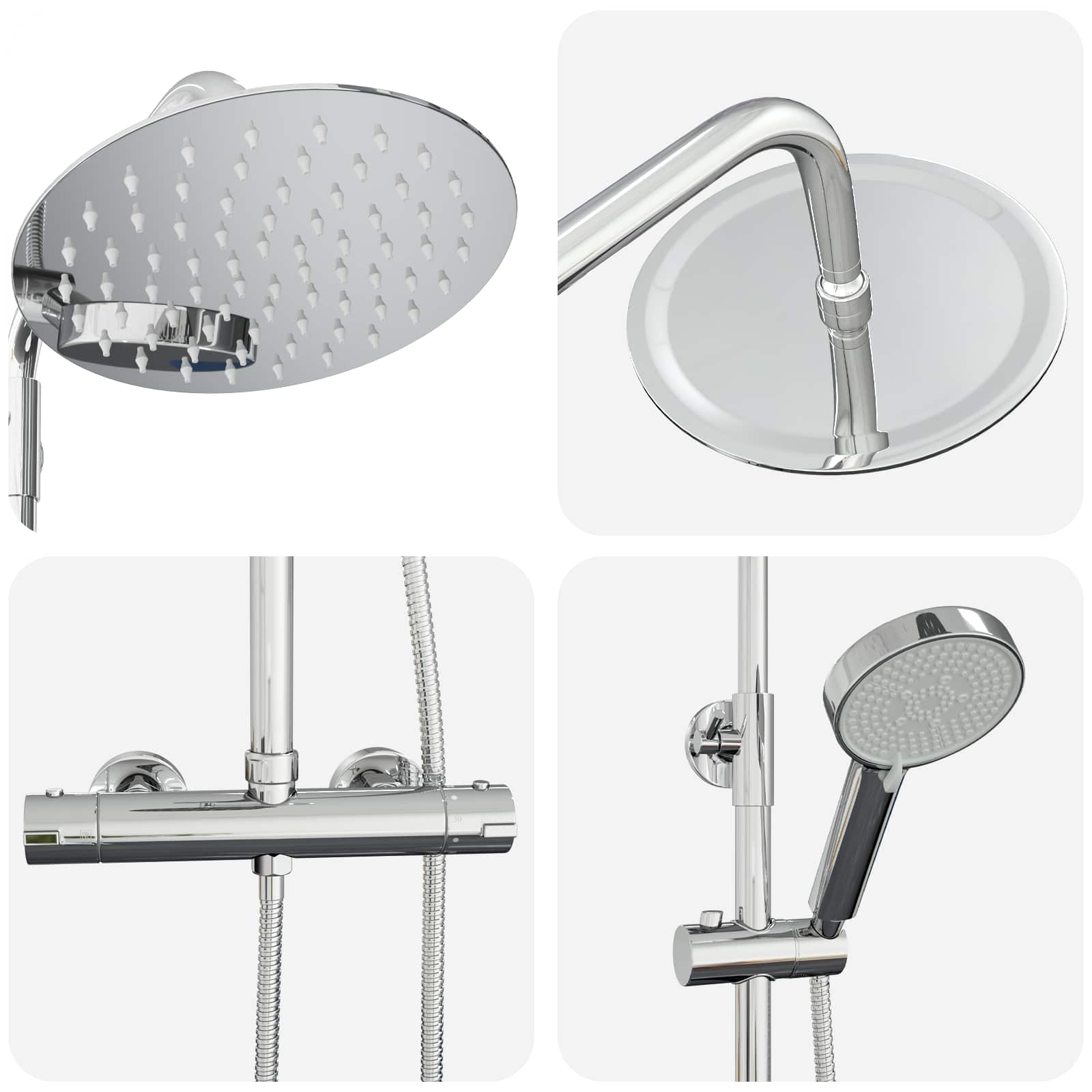 Juego de Sistema de Ducha Termostática Cromado SS201