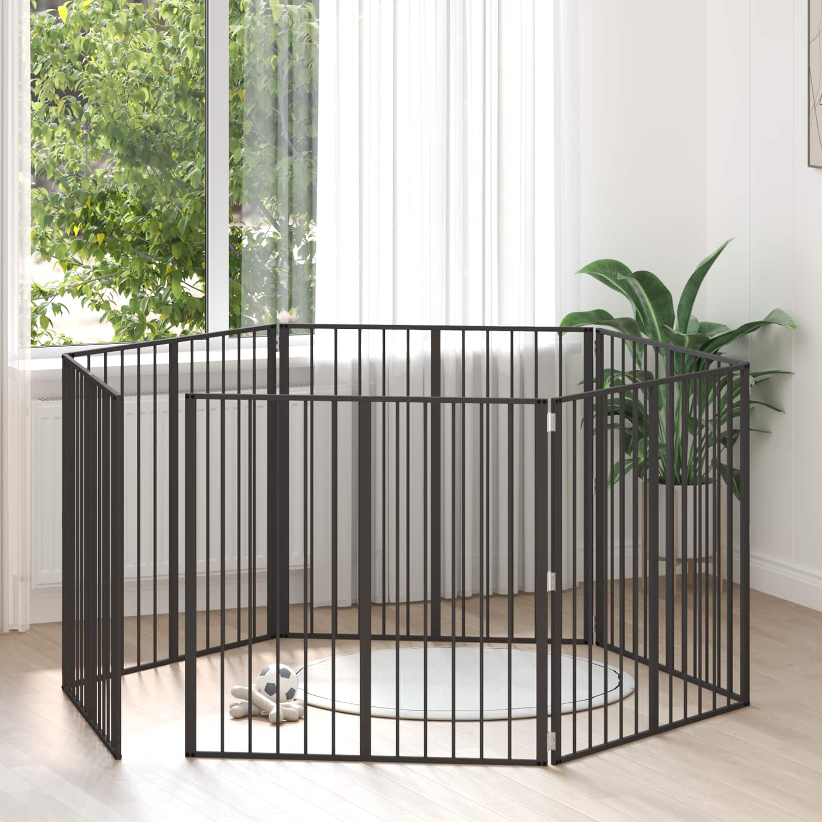 Puerta para perros 10 pcs Negro 100 x 60 cm Acero Galvanizado