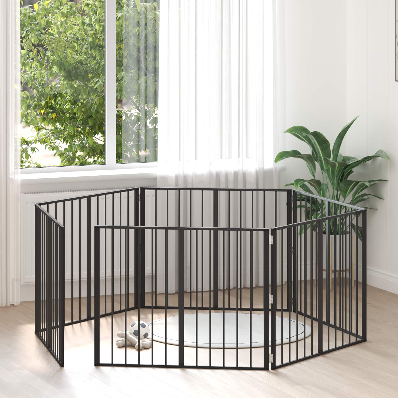 Puerta para perros 10 pcs Negro 100 x 60 cm Acero Galvanizado