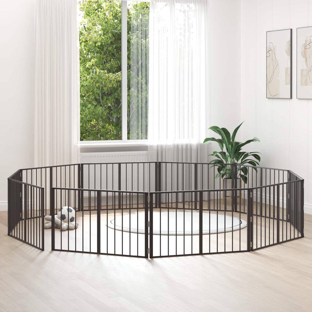Puerta para perros 10 pcs Negro 100 x 60 cm Acero Galvanizado