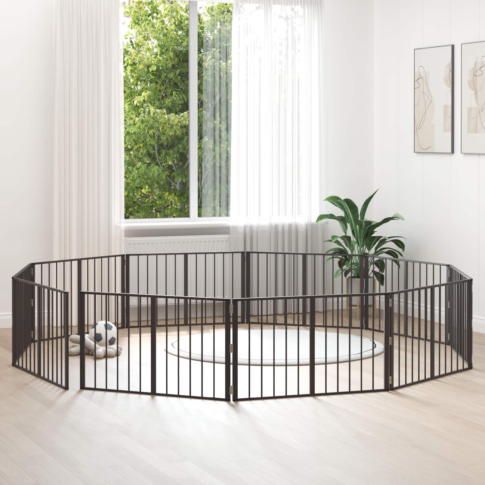 Puerta para perros 10 pcs Negro 100 x 60 cm Acero Galvanizado